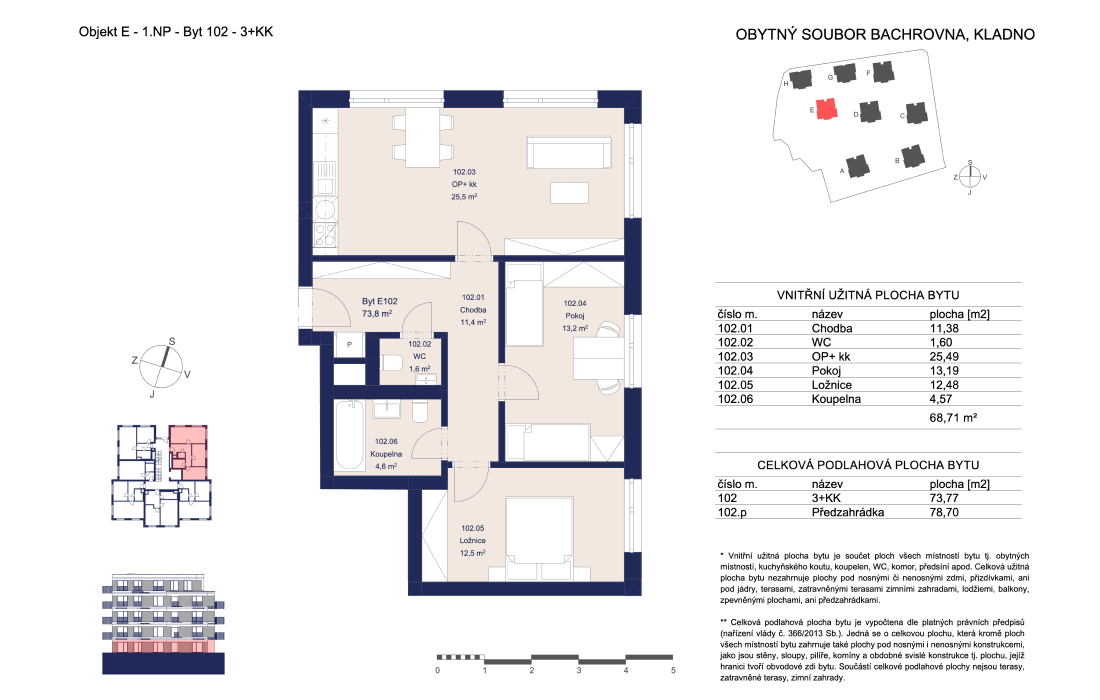 Căn hộ E102 - Bacherovy Viladomy - 3+kk (73 m²)